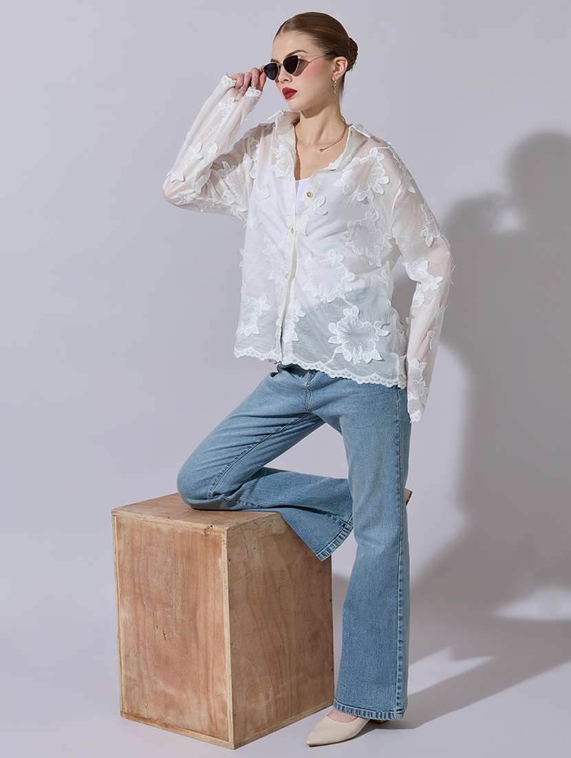 women self designed collared long sleeve shirt - 22321875 -  Standard Image - 4