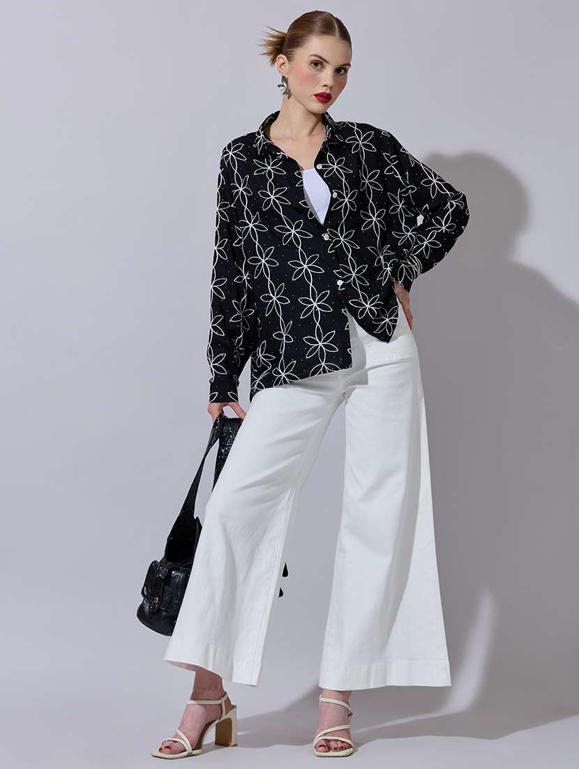 women embroidered long sleeve oversized shirt - 22321876 -  Standard Image - 4