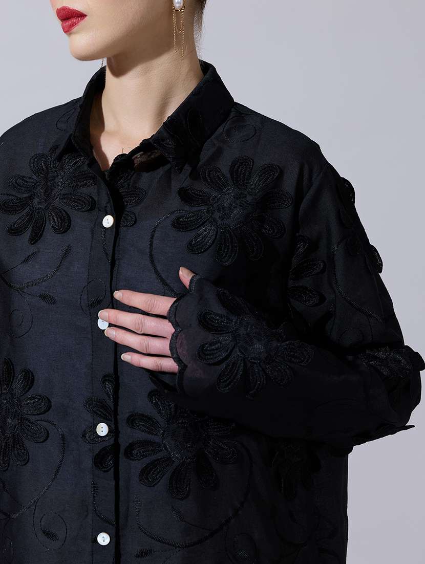 women embroidered long sleeve oversized shirt - 22321881 -  Standard Image - 6