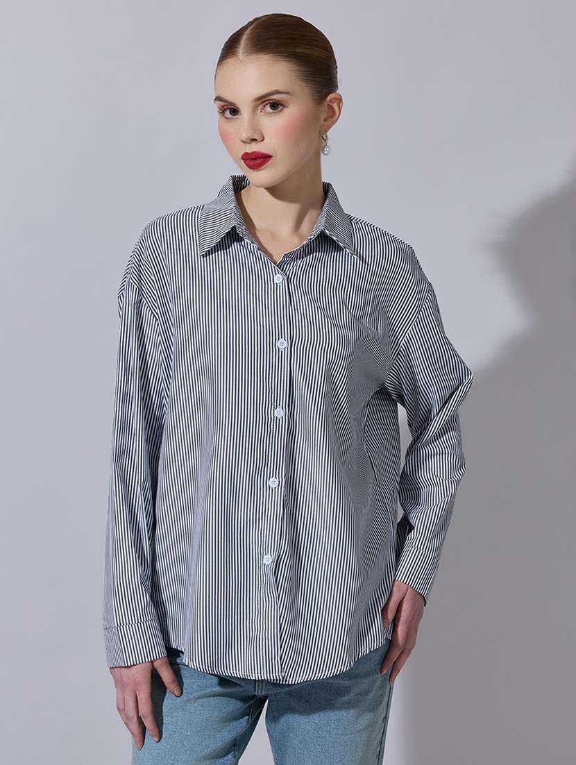 women striped long sleeve oversized shirt - 22321885 -  Standard Image - 1