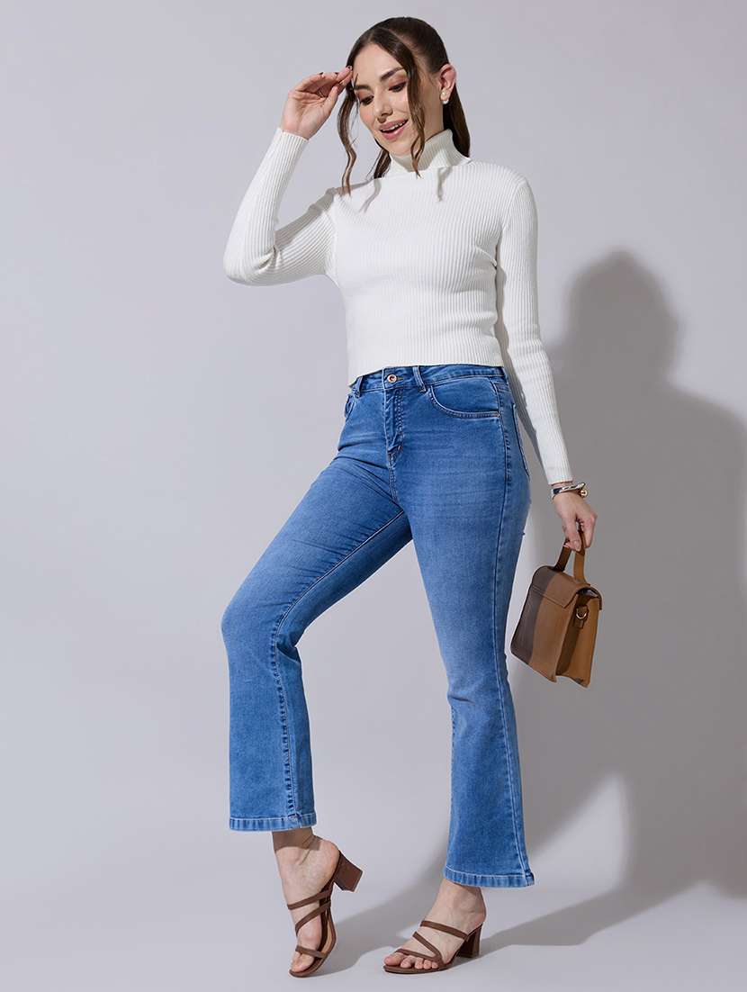 women solid high neck long sleeve pullover - 22321895 -  Standard Image - 4