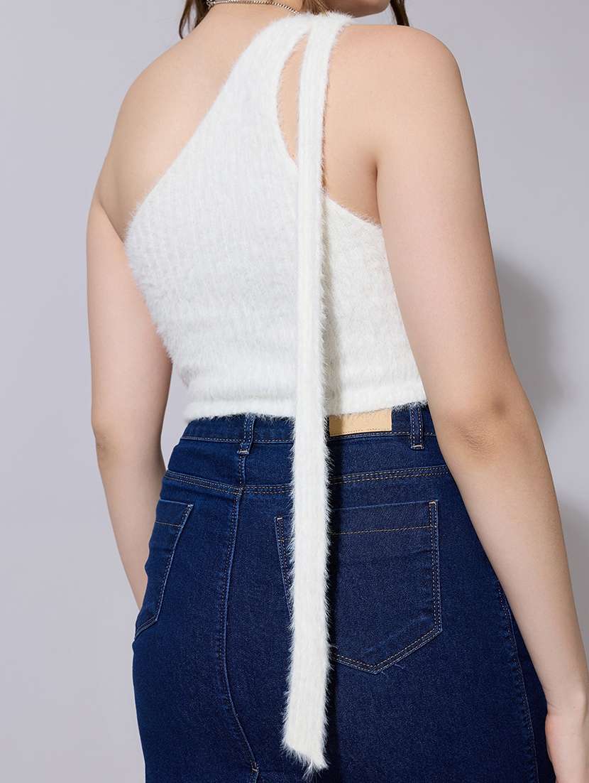 women self designed single shoulder crop top - 22321914 -  Standard Image - 6