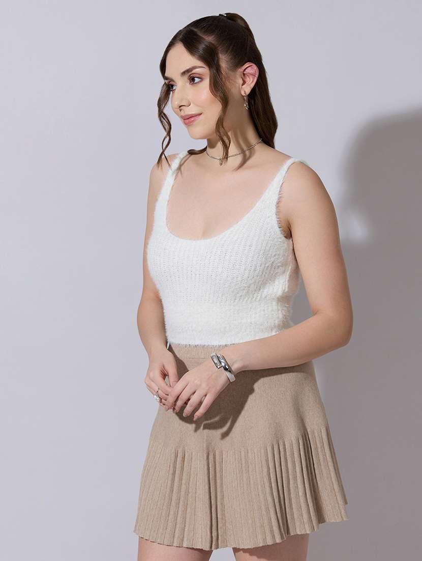 women solid sleeveless crop top - 22321915 -  Standard Image - 1