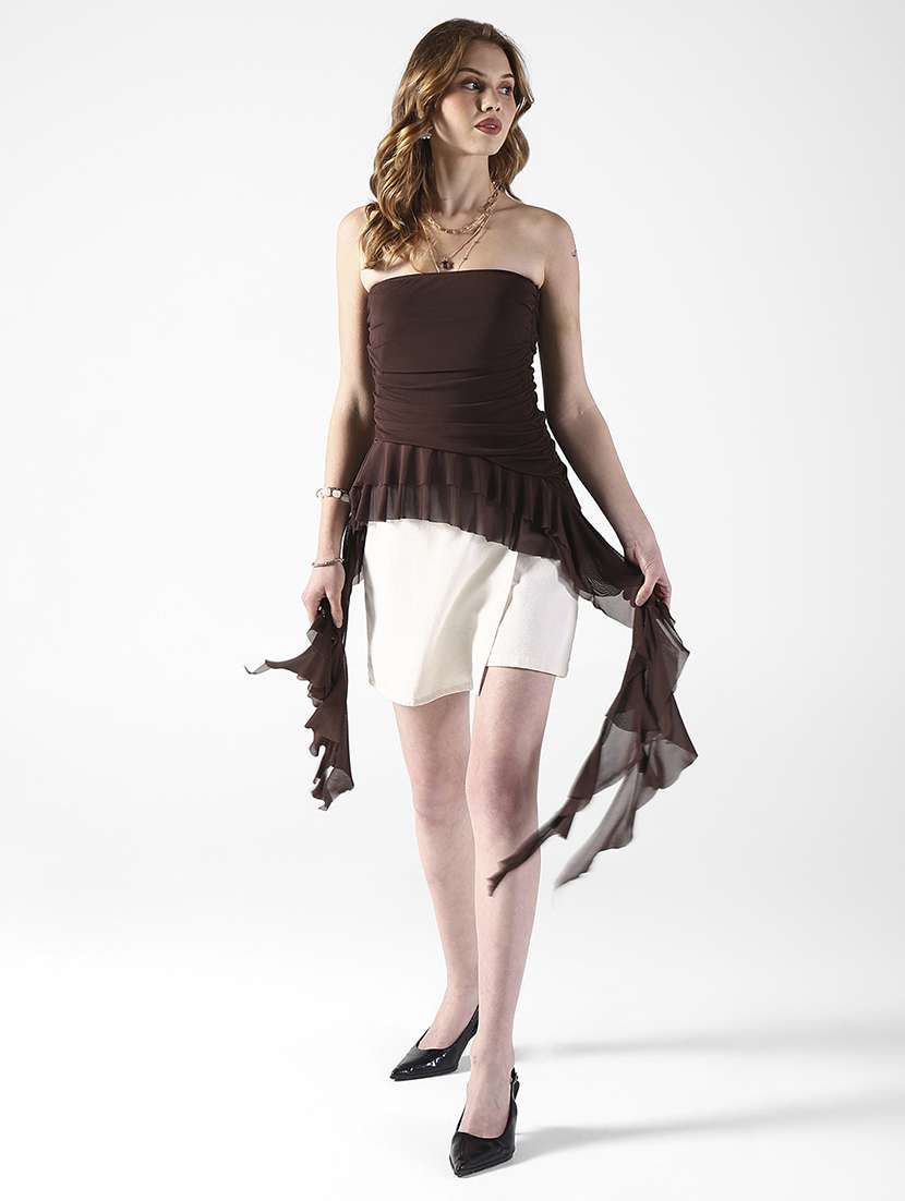 women solid sleeveless ruffle tube top - 22321926 -  Standard Image - 4