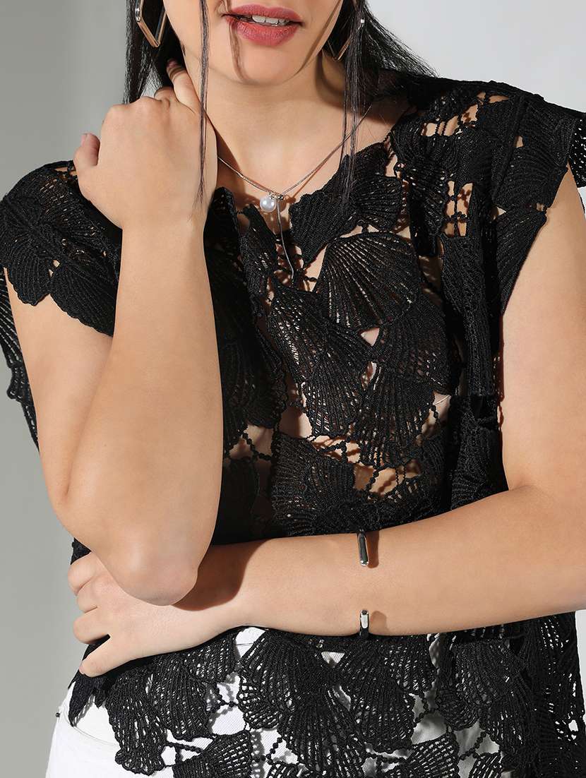 Women Self Designed Sleeveless Asymmetric Top - 22321935 -  Standard Image - 6