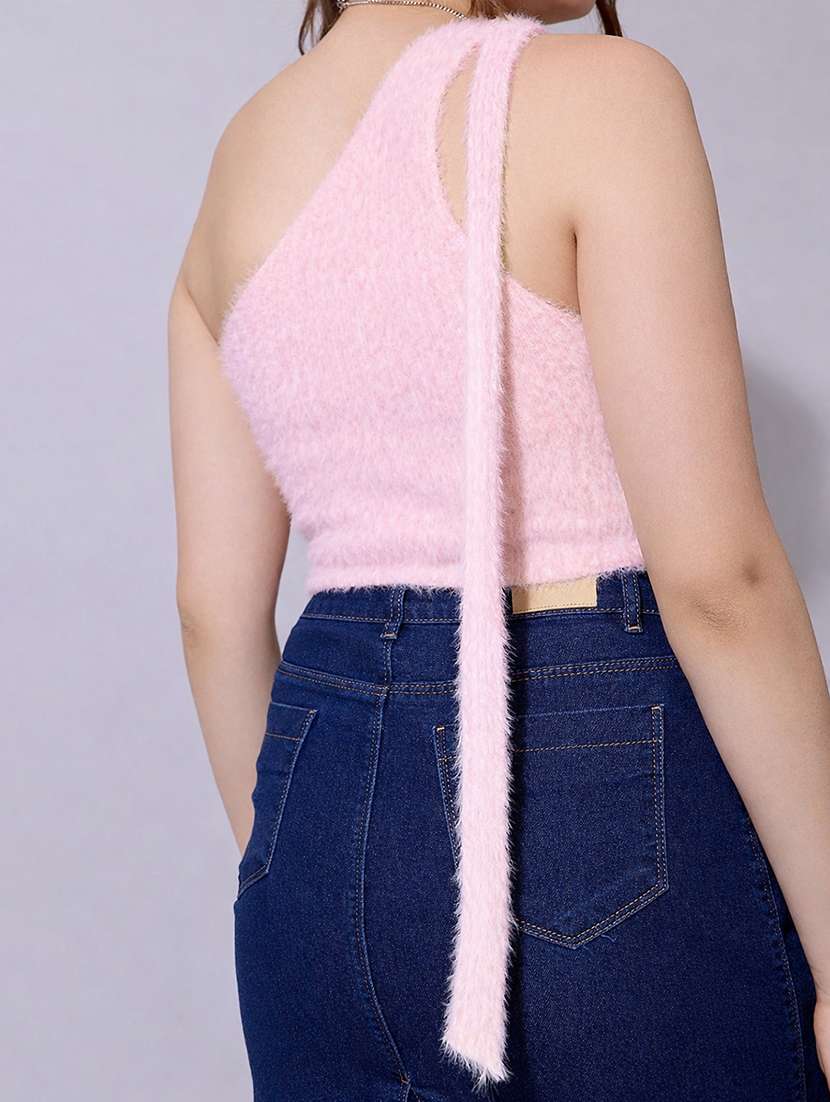 women solid single shoulder crop top  - 22321942 -  Standard Image - 6