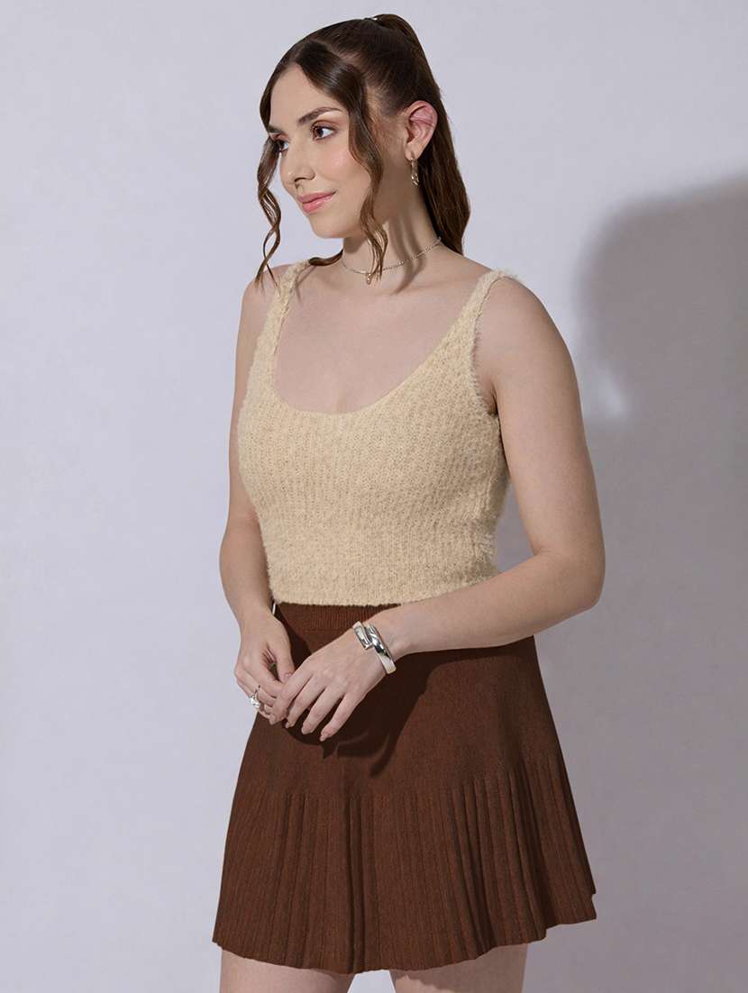 women solid sleeveless crop top - 22321943 -  Standard Image - 1