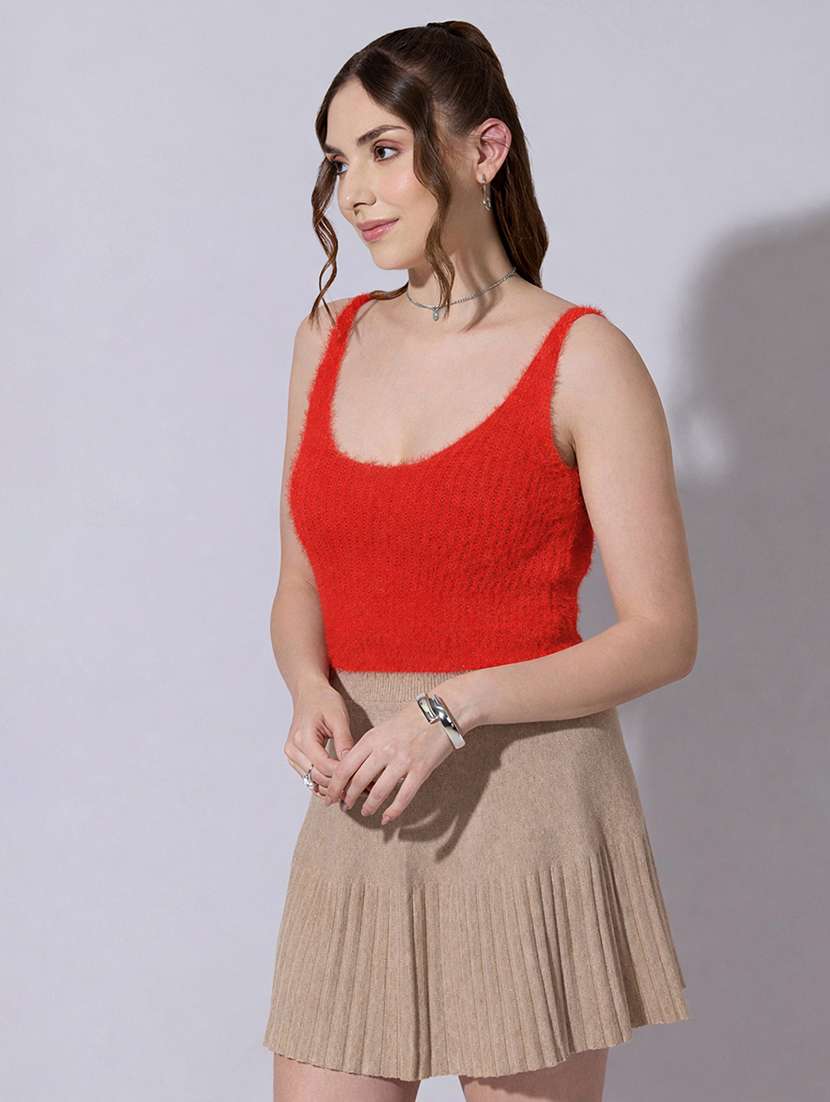 women solid sleeveless crop top - 22321944 -  Standard Image - 1