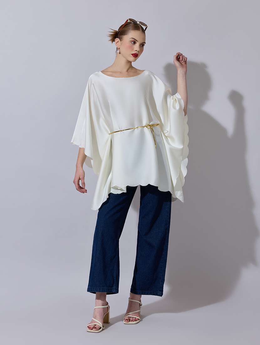women solid kimono sleeve kaftan top