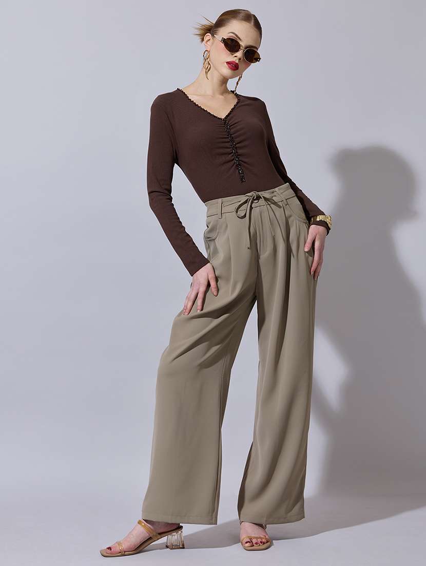 women solid long sleeve straight top - 22321947 -  Standard Image - 4