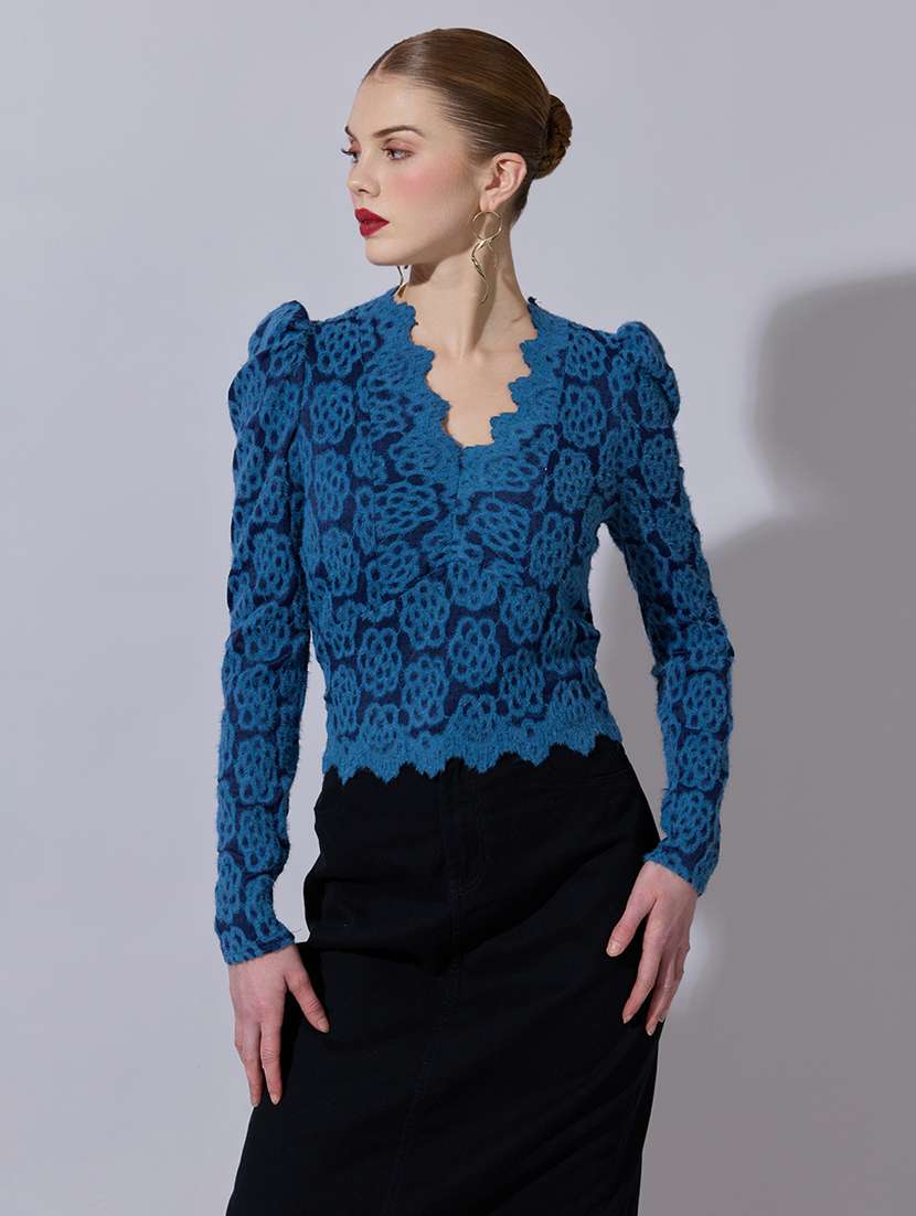 women self designed puff sleeve crop top - 22321952 -  Standard Image - 1