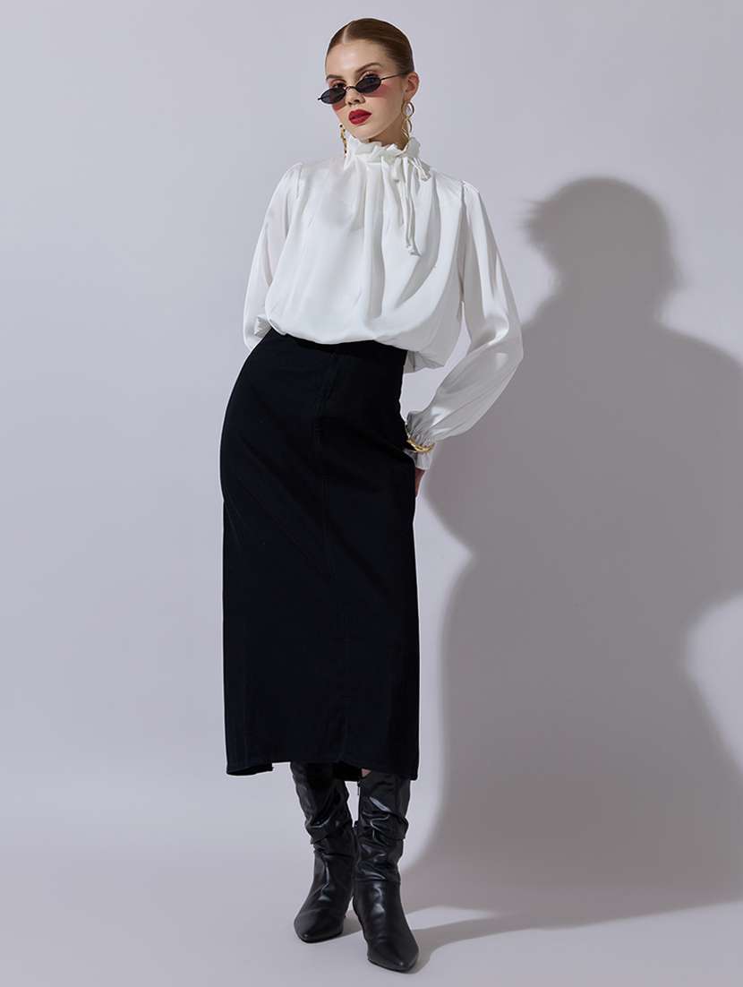 women solid long sleeve blouson top - 22321955 -  Standard Image - 4