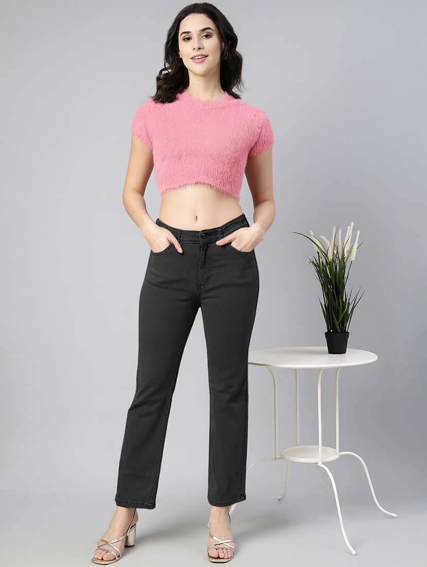 women solid short sleeve crop top - 22321960 -  Standard Image - 4