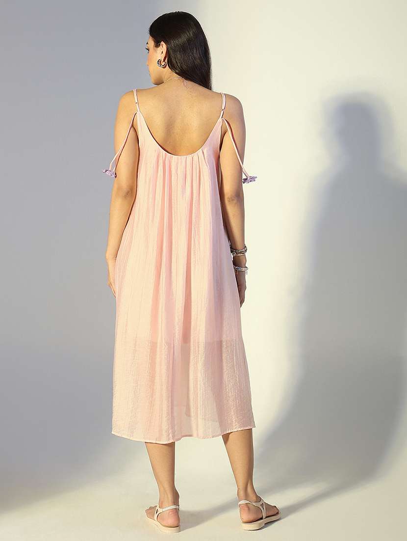 women solid shoulder strap a-line dress - 22321965 -  Standard Image - 4