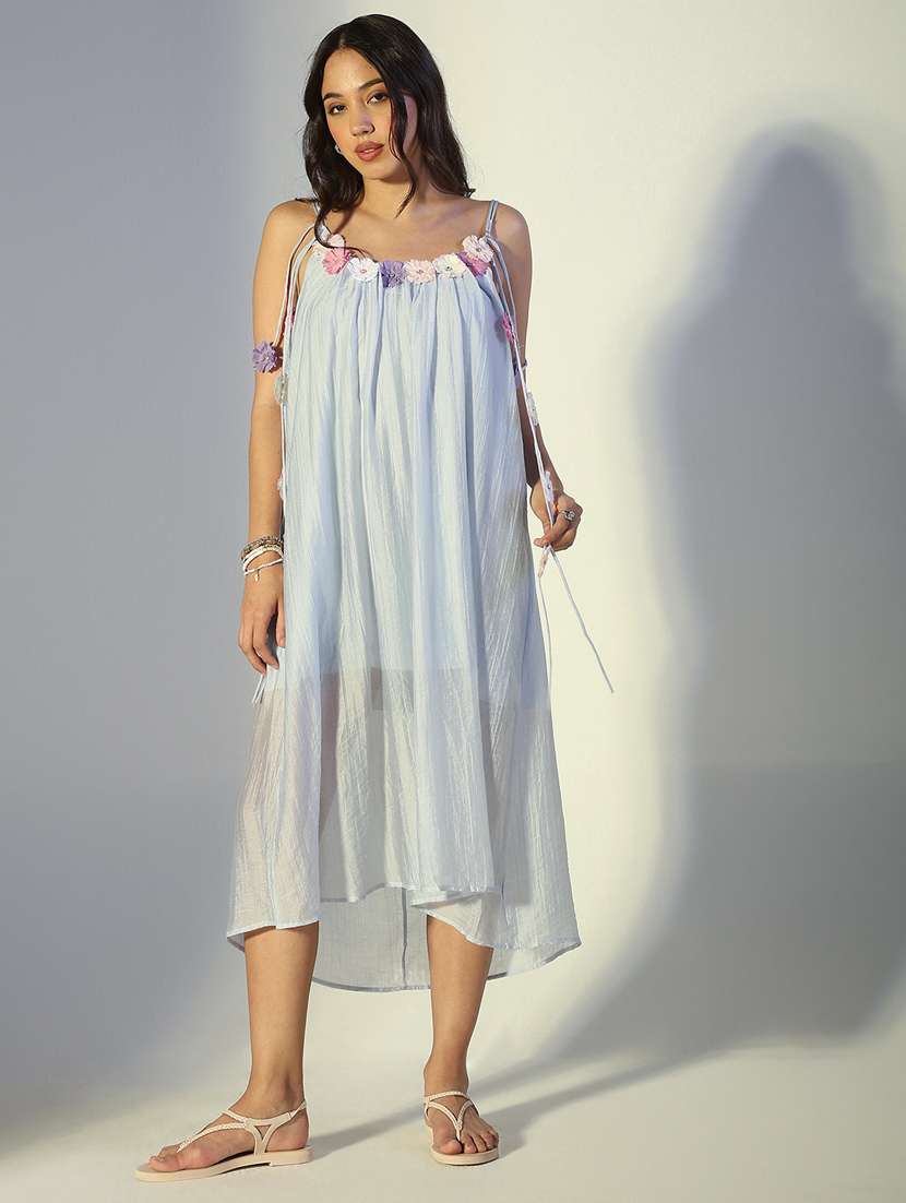 women solid shoulder strap a-line dress - 22321966 -  Standard Image - 1