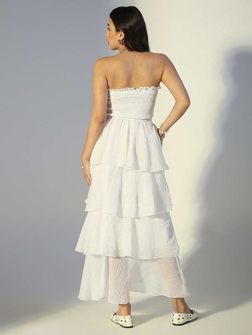 women solid off shoulder ruffle dress - 22321976 -  Standard Image - 4