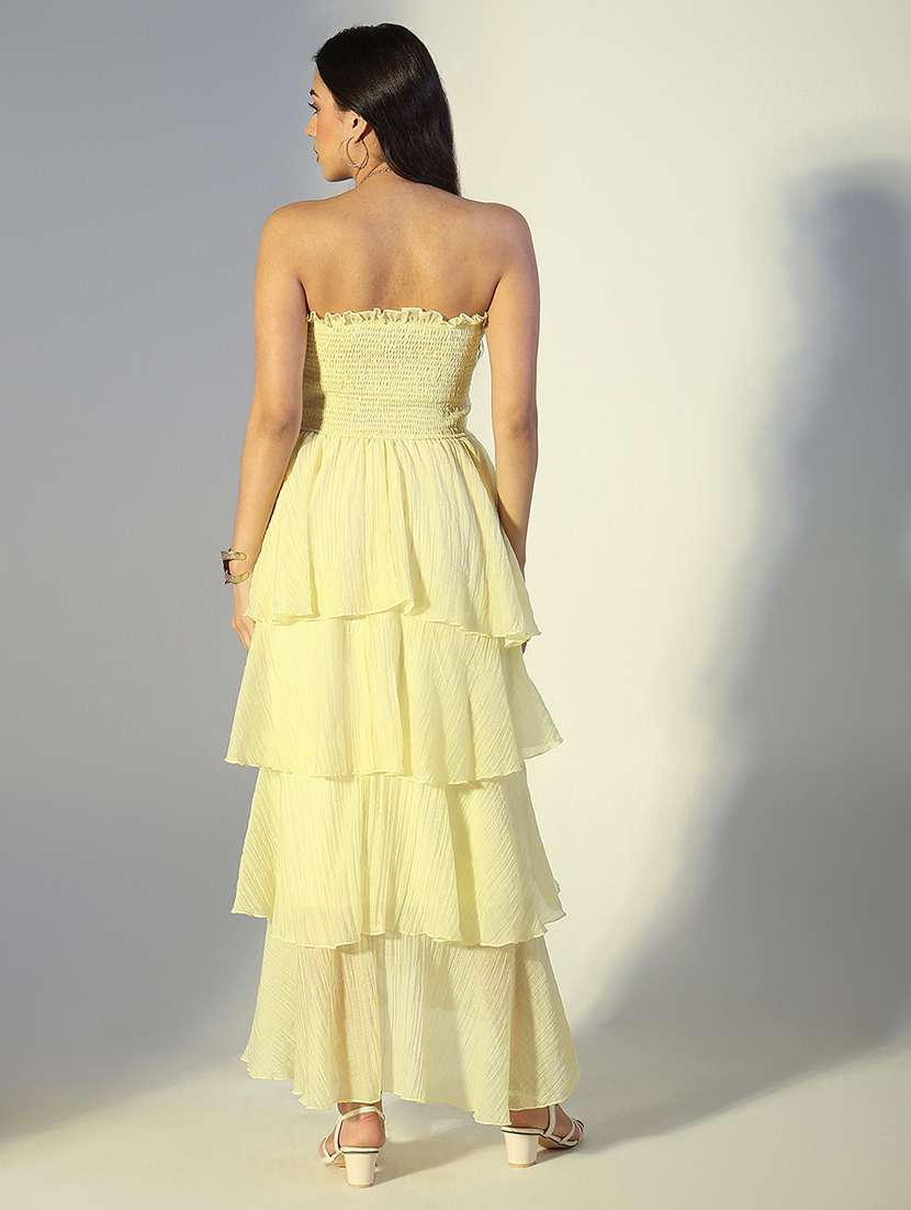 women solid off shoulder ruffle dress - 22321977 -  Standard Image - 4