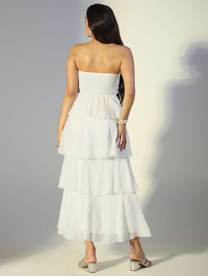 women solid shoulder strap ruffle dress - 22321980 -  Standard Image - 4