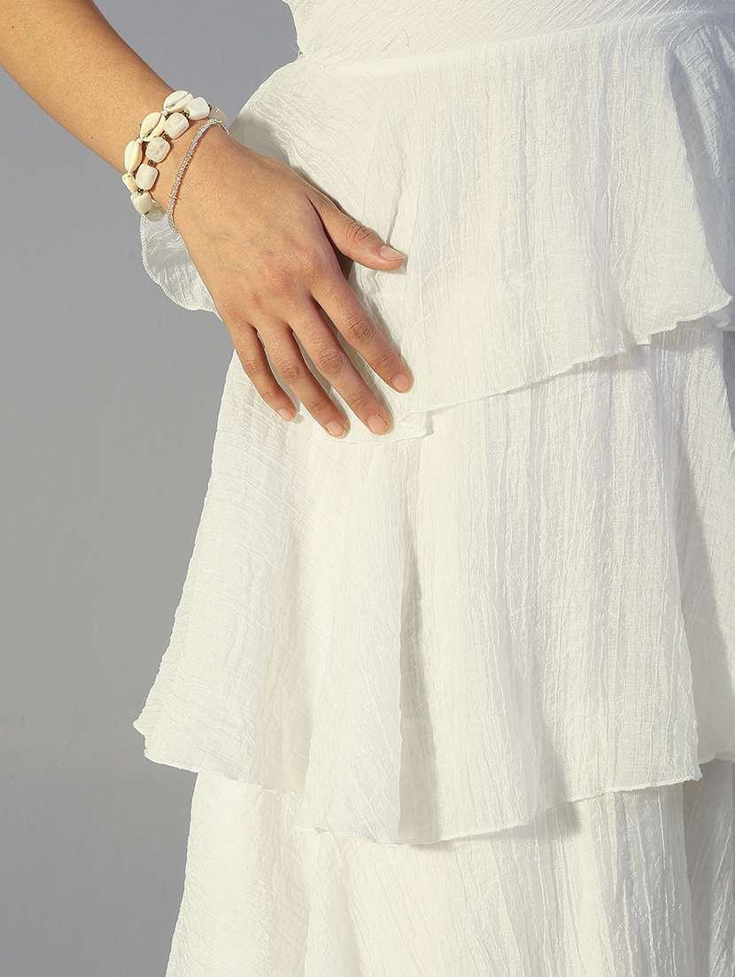 women solid shoulder strap ruffle dress - 22321980 -  Standard Image - 6