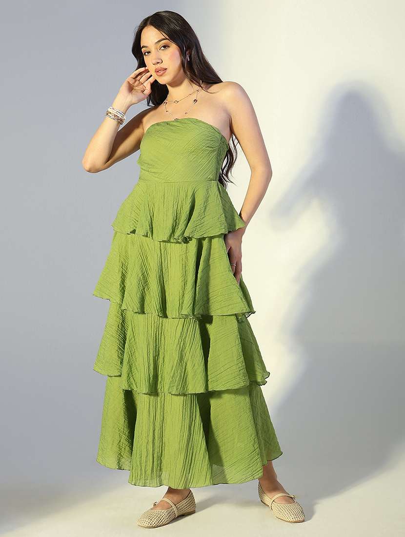 women solid off shoulder ruffle dress