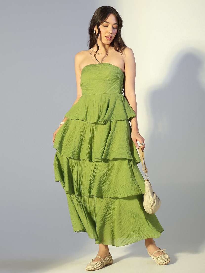 women solid off shoulder ruffle dress - 22321981 -  Standard Image - 1