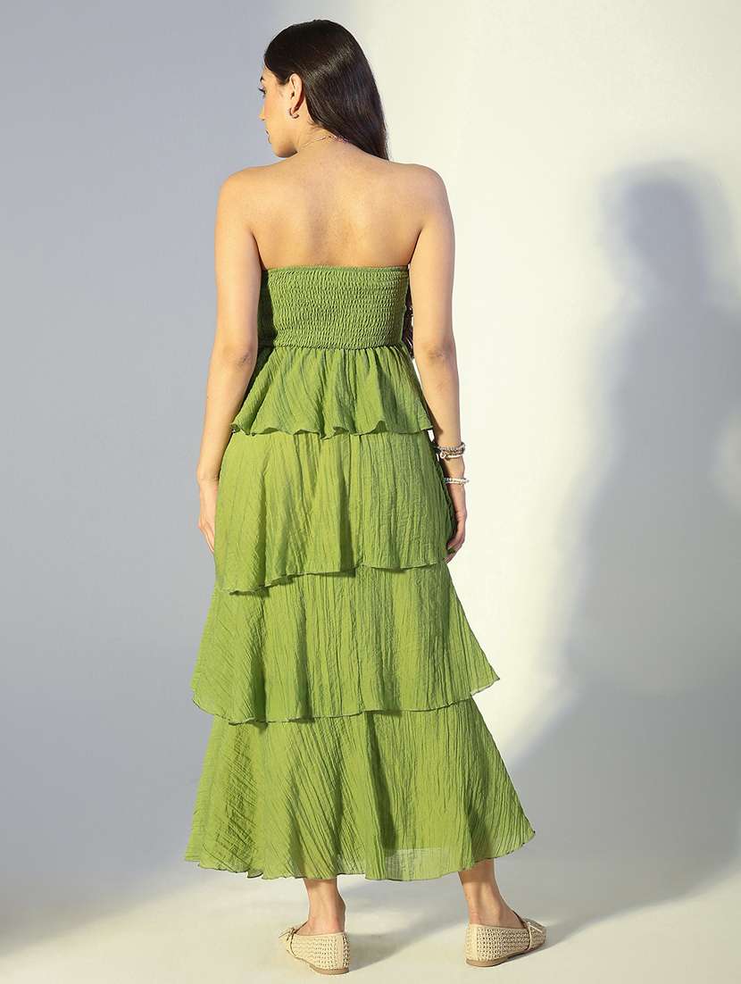 women solid off shoulder ruffle dress - 22321981 -  Standard Image - 4