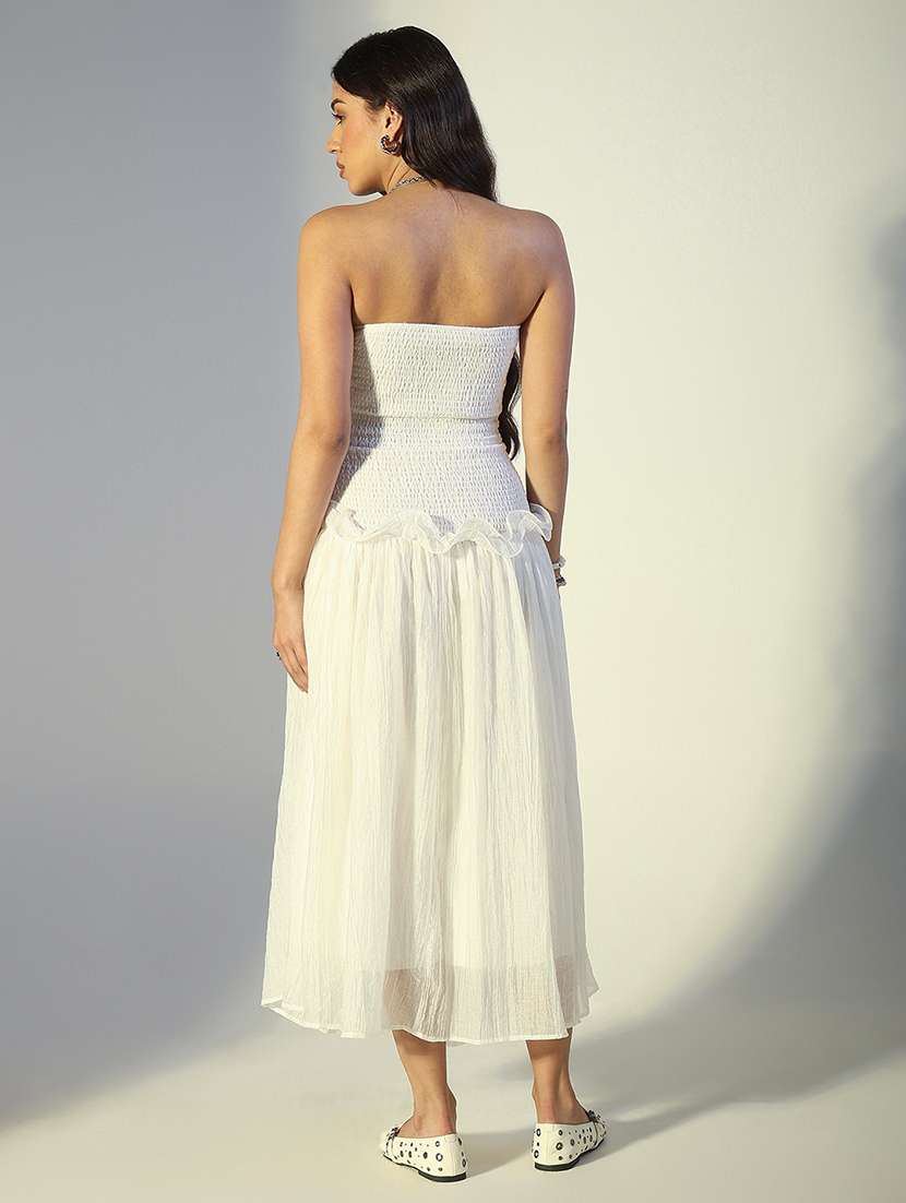 women solid sleeveless tube fit & flare dress - 22321985 -  Standard Image - 4