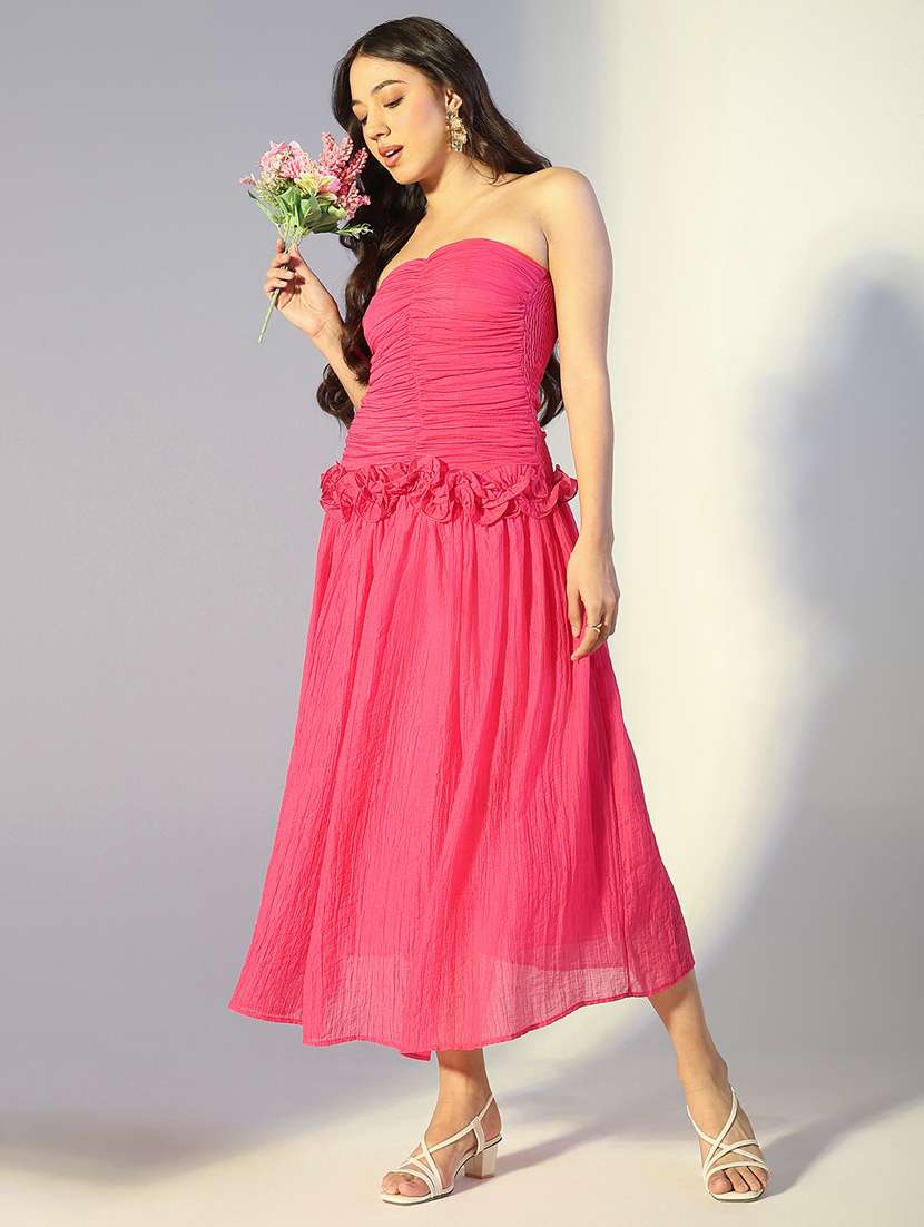 women solid sleeveless tube fit & flare dress - 22321986 -  Standard Image - 1