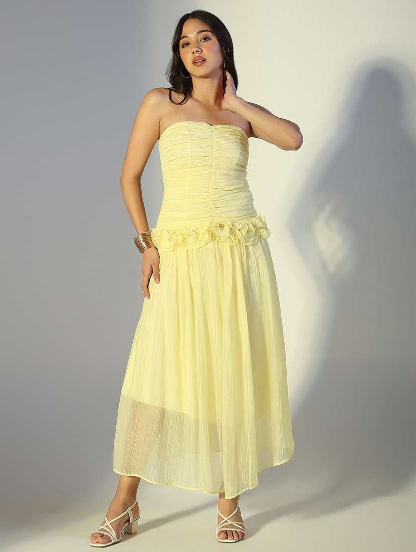 women solid sleeveless tube fit & flare dress - 22321987 -  Standard Image - 1