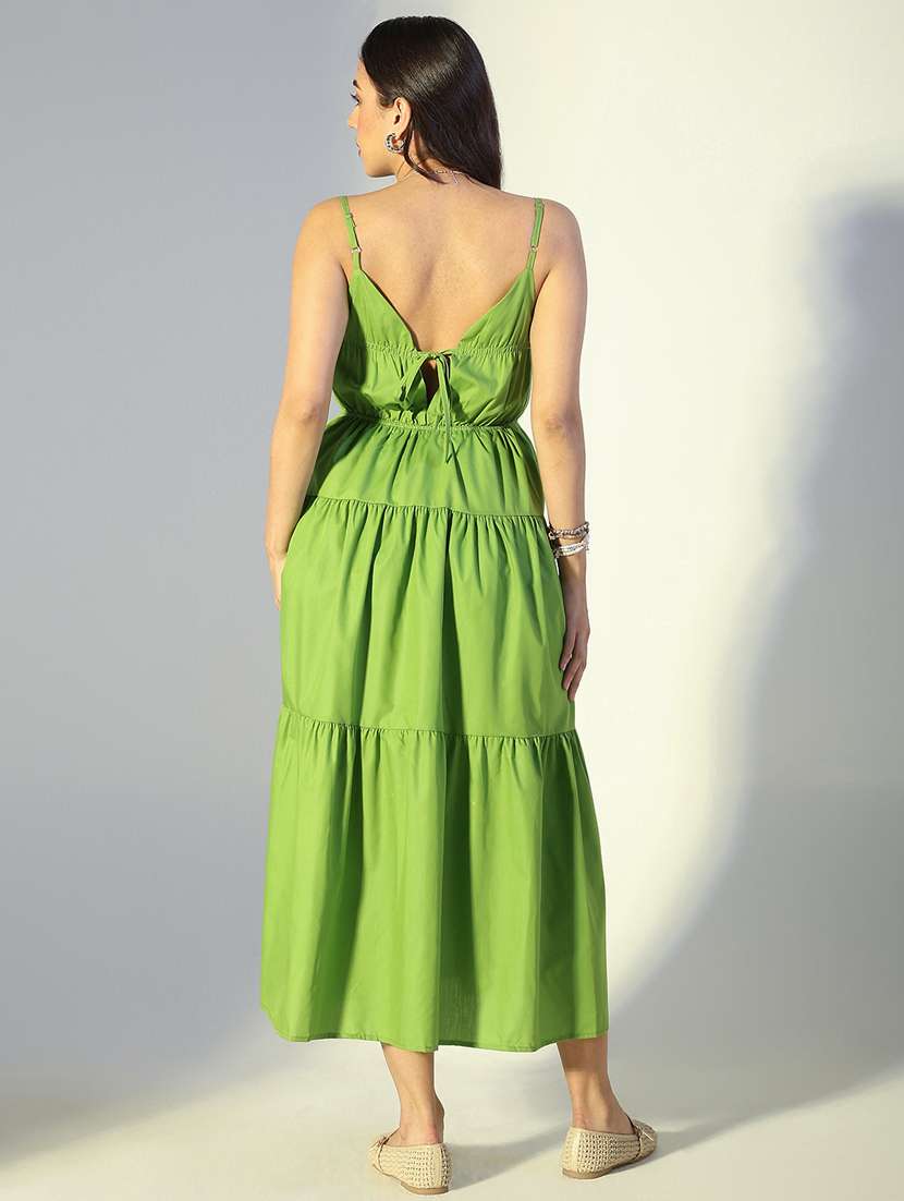 women solid shoulder strap tiered dress - 22321989 -  Standard Image - 4
