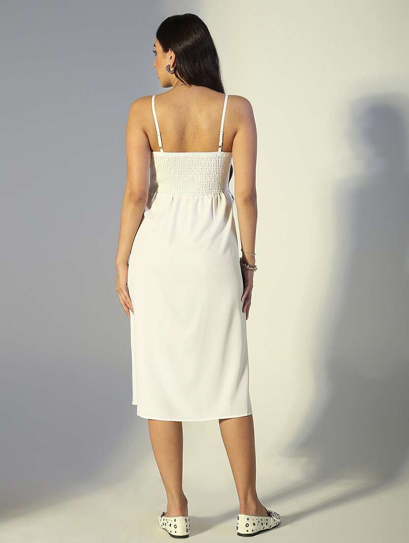 women solid shoulder strap asymmetric dress - 22321992 -  Standard Image - 4