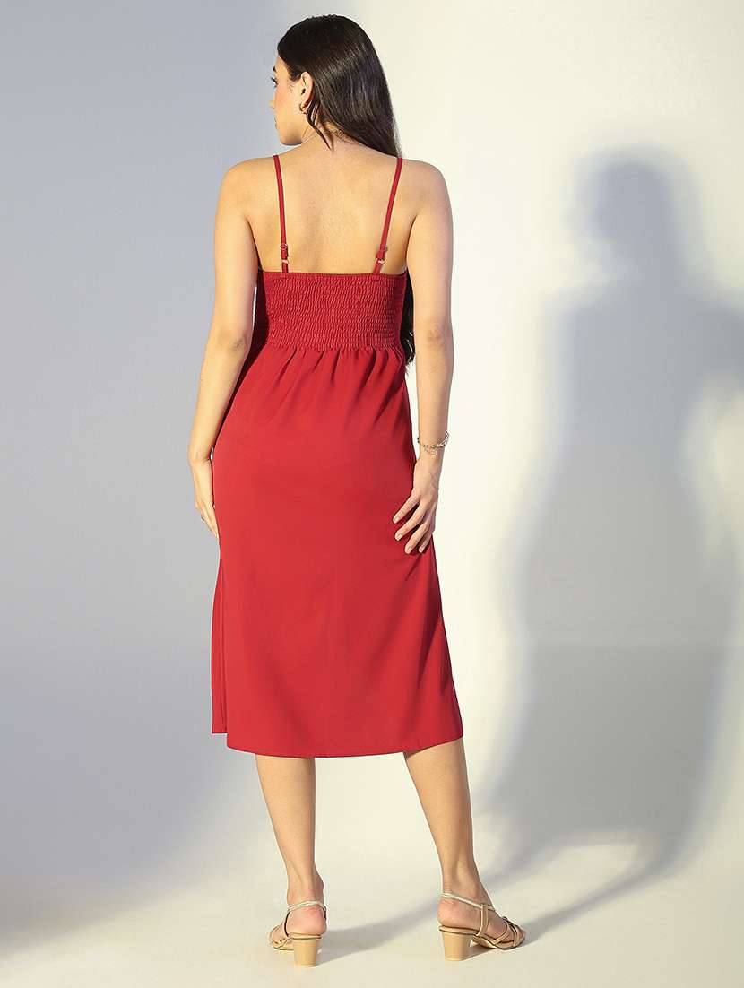 women solid shoulder strap asymmetric dress - 22321993 -  Standard Image - 4