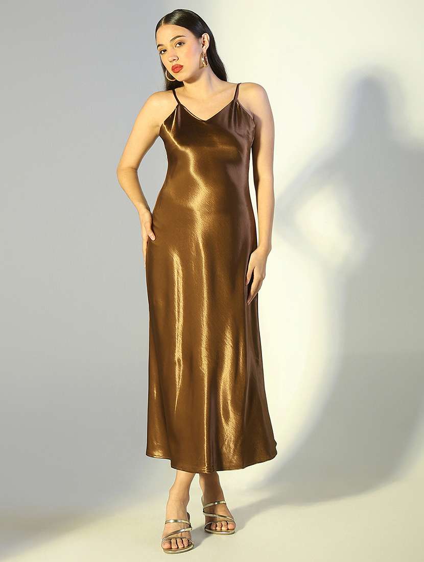 women solid shoulder strap a-line dress - 22321995 -  Standard Image - 1