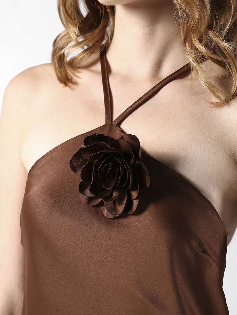 women solid halter neck sleeveless a-line dress - 22322050 -  Standard Image - 6