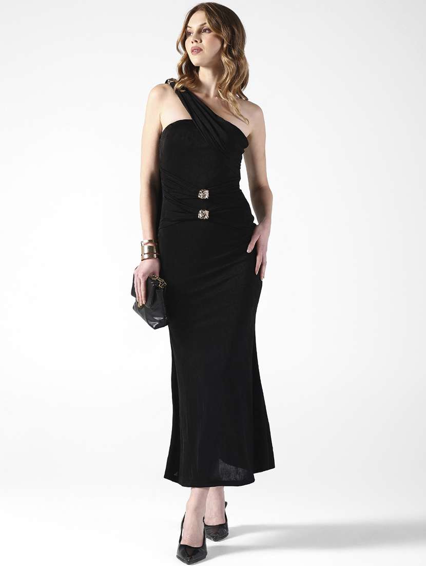 women solid single shoulder bodycon dress - 22322052 -  Standard Image - 1