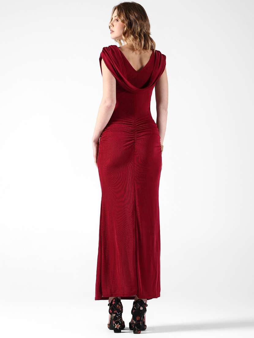 Women Solid Cowl Neck Bodycon Dress - 22322055 -  Standard Image - 4