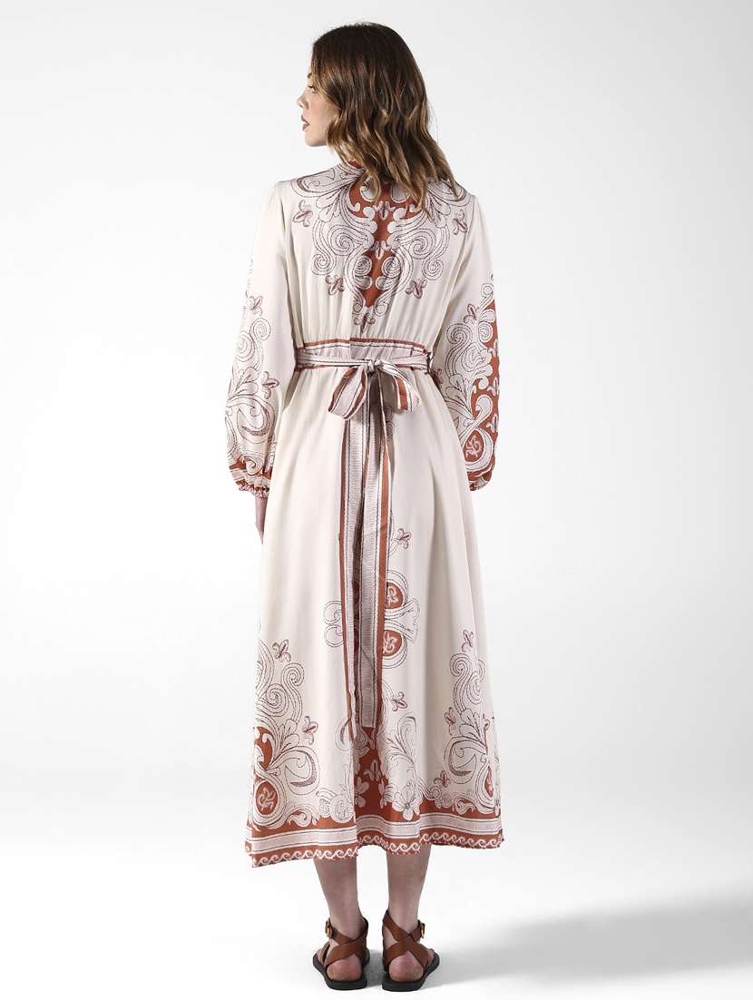 women printed puff sleeve wrap dress - 22322060 -  Standard Image - 4