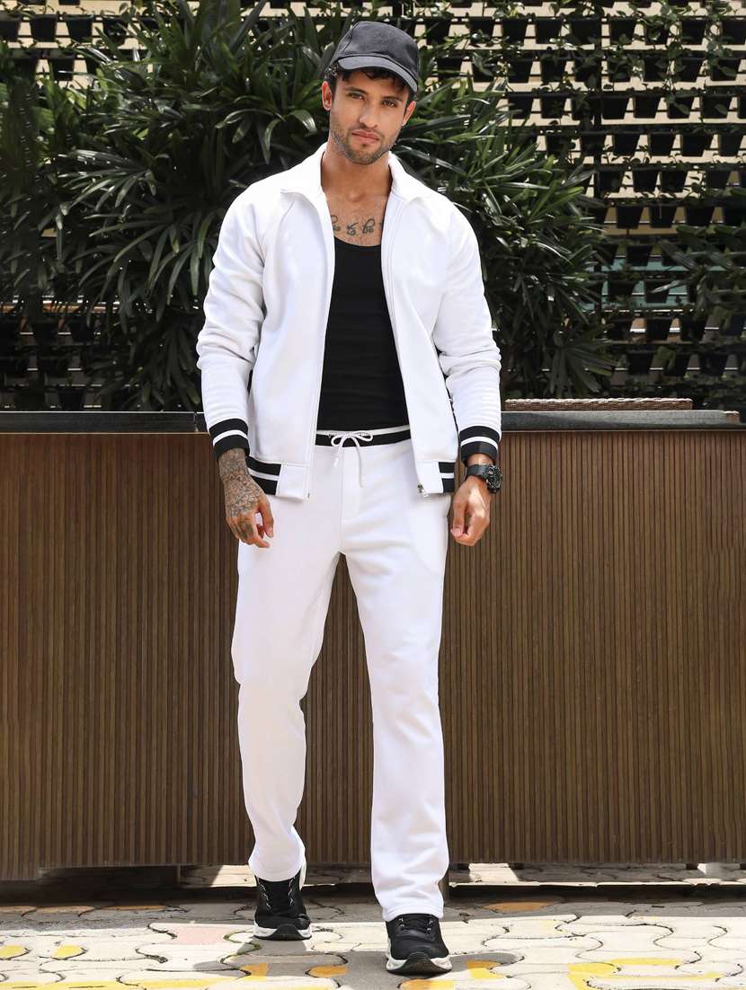 men solid long sleeve full length track suit - 22322089 -  Standard Image - 1