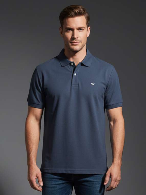 men solid short sleeve regular fit polo t-shirt