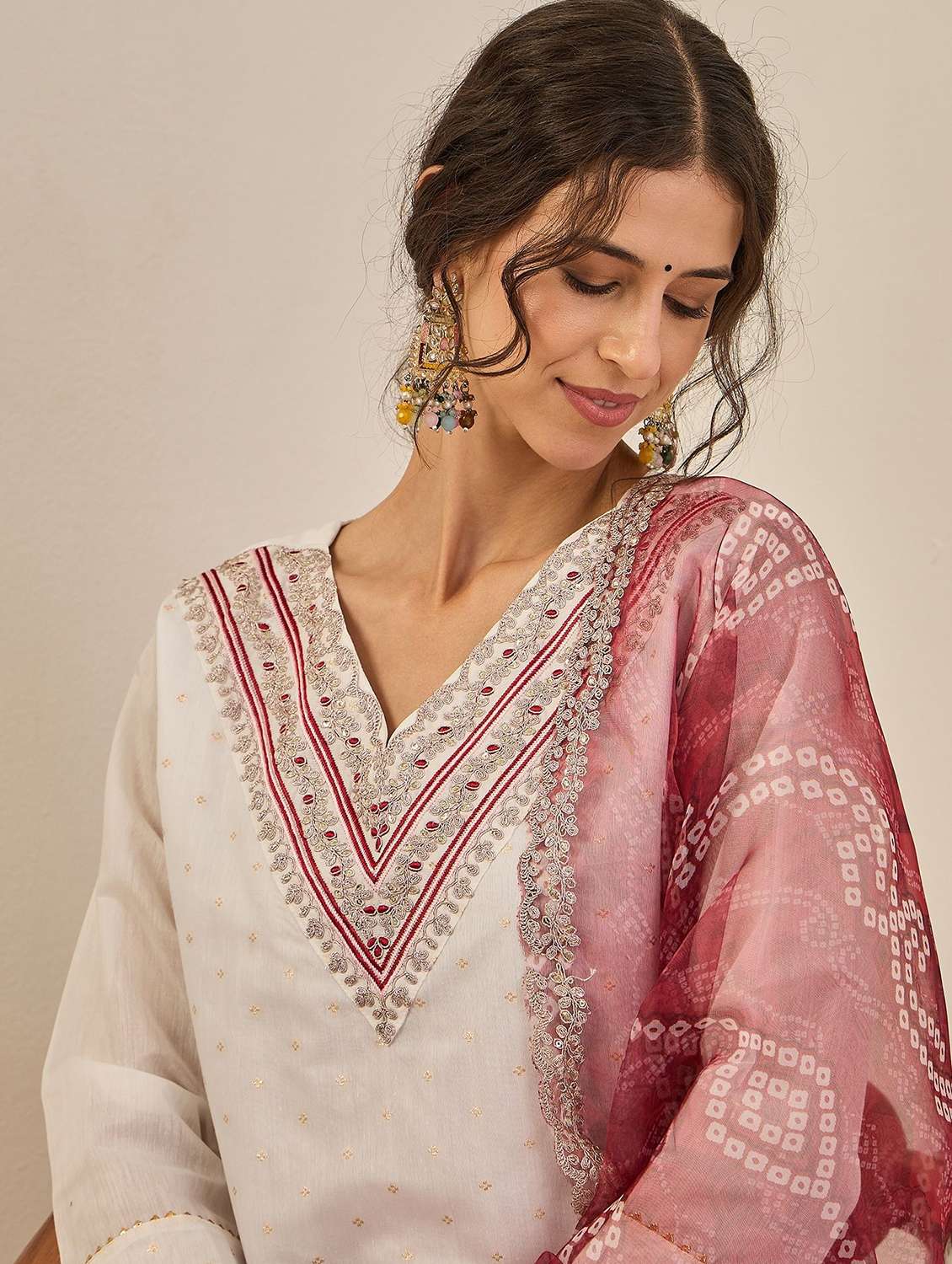 women self design three quarter sleeve kurta pant with dupatta set - 22322120 -  Standard Image - 4