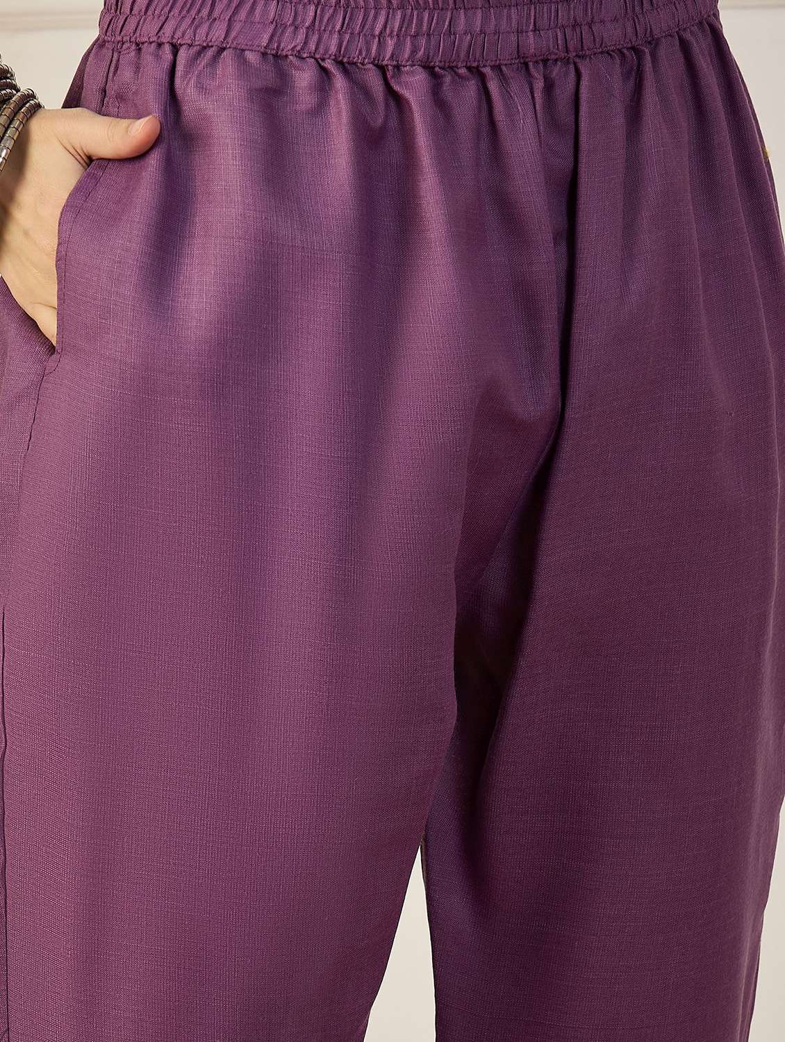 women solid with work three quarter sleeve kurta pant with dupatta set - 22322128 -  Standard Image - 4