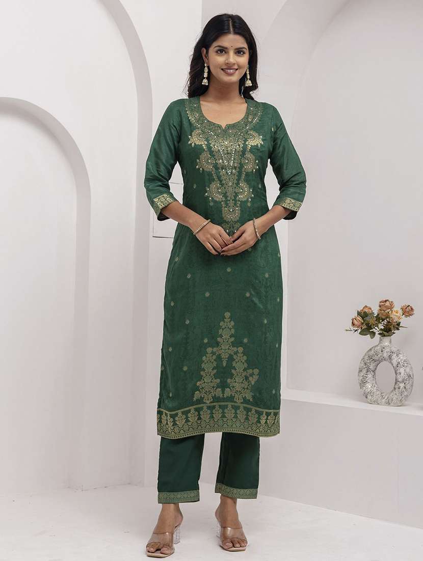 women self design three quarter sleeve kurta pant with dupatta set - 22322144 -  Standard Image - 1