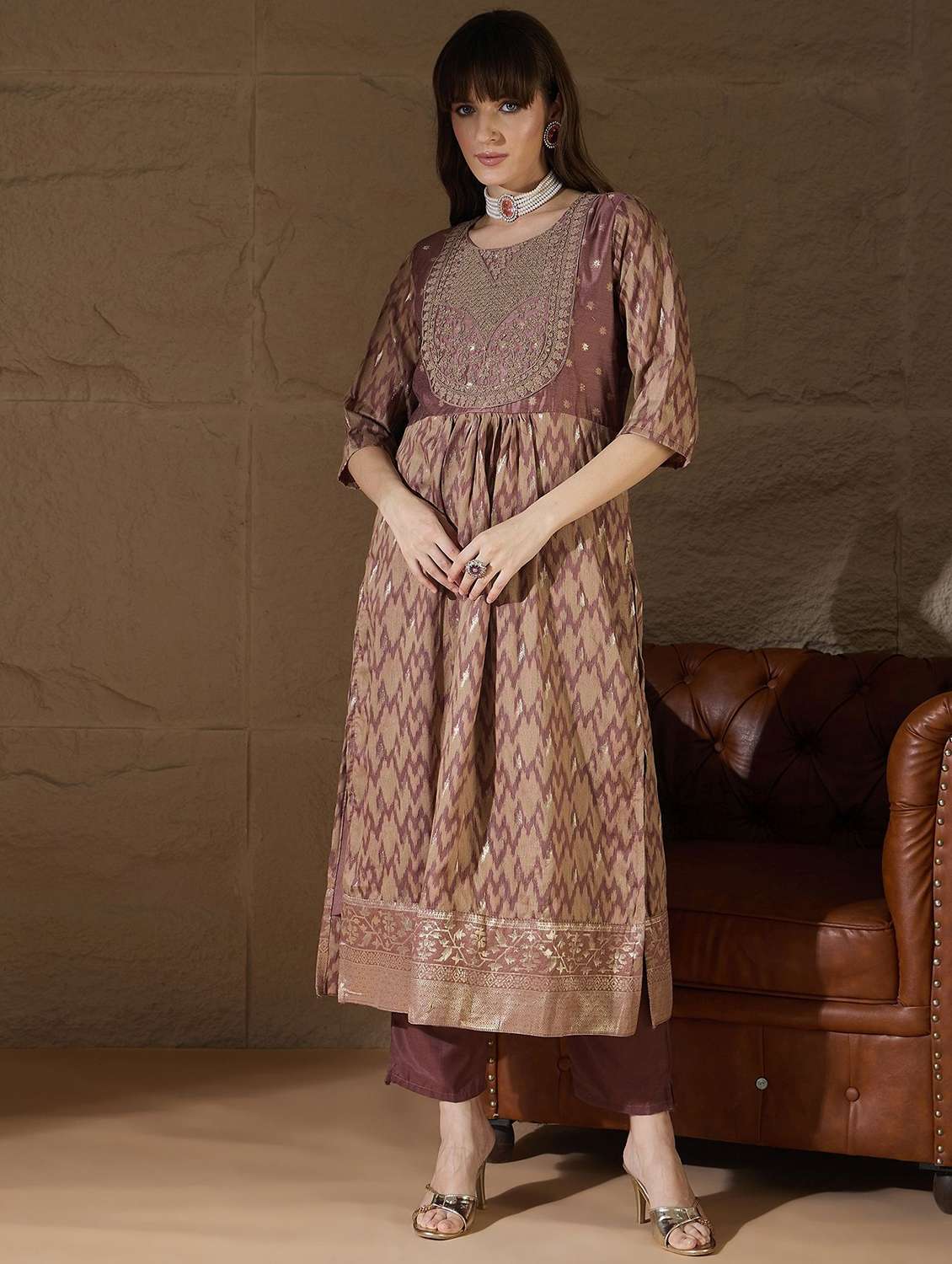 women self design three quarter sleeve kurta pant with dupatta set - 22322184 -  Standard Image - 1