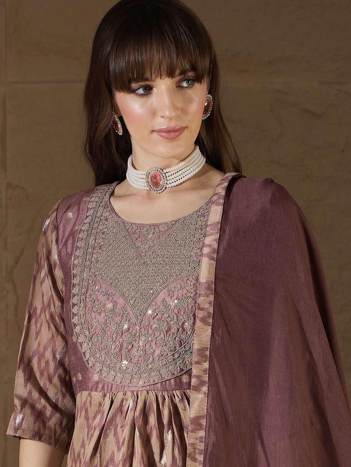 women self design three quarter sleeve kurta pant with dupatta set - 22322184 -  Standard Image - 4