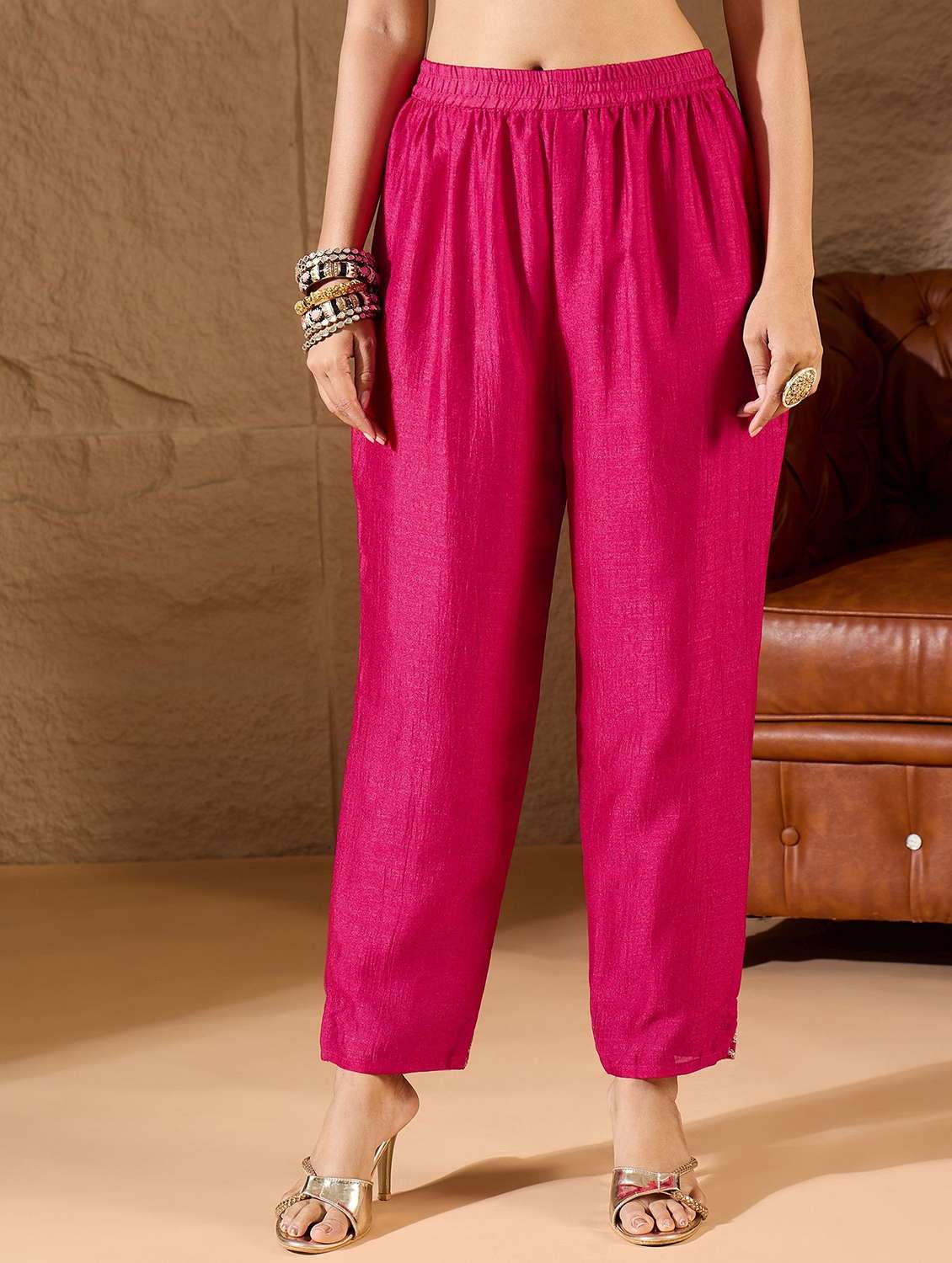 women solid with work three quarter sleeve kurta pant with dupatta set - 22322207 -  Standard Image - 4