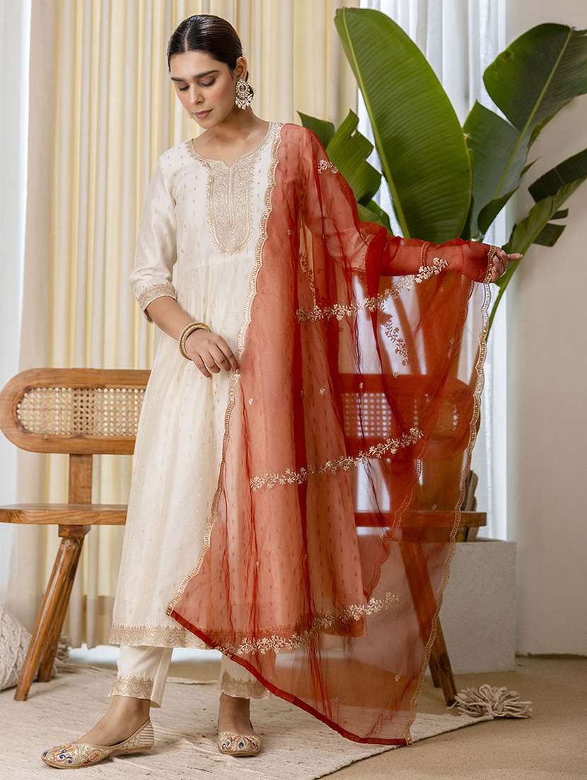 women self design three quarter sleeve kurta pant with dupatta set - 22322218 -  Standard Image - 1