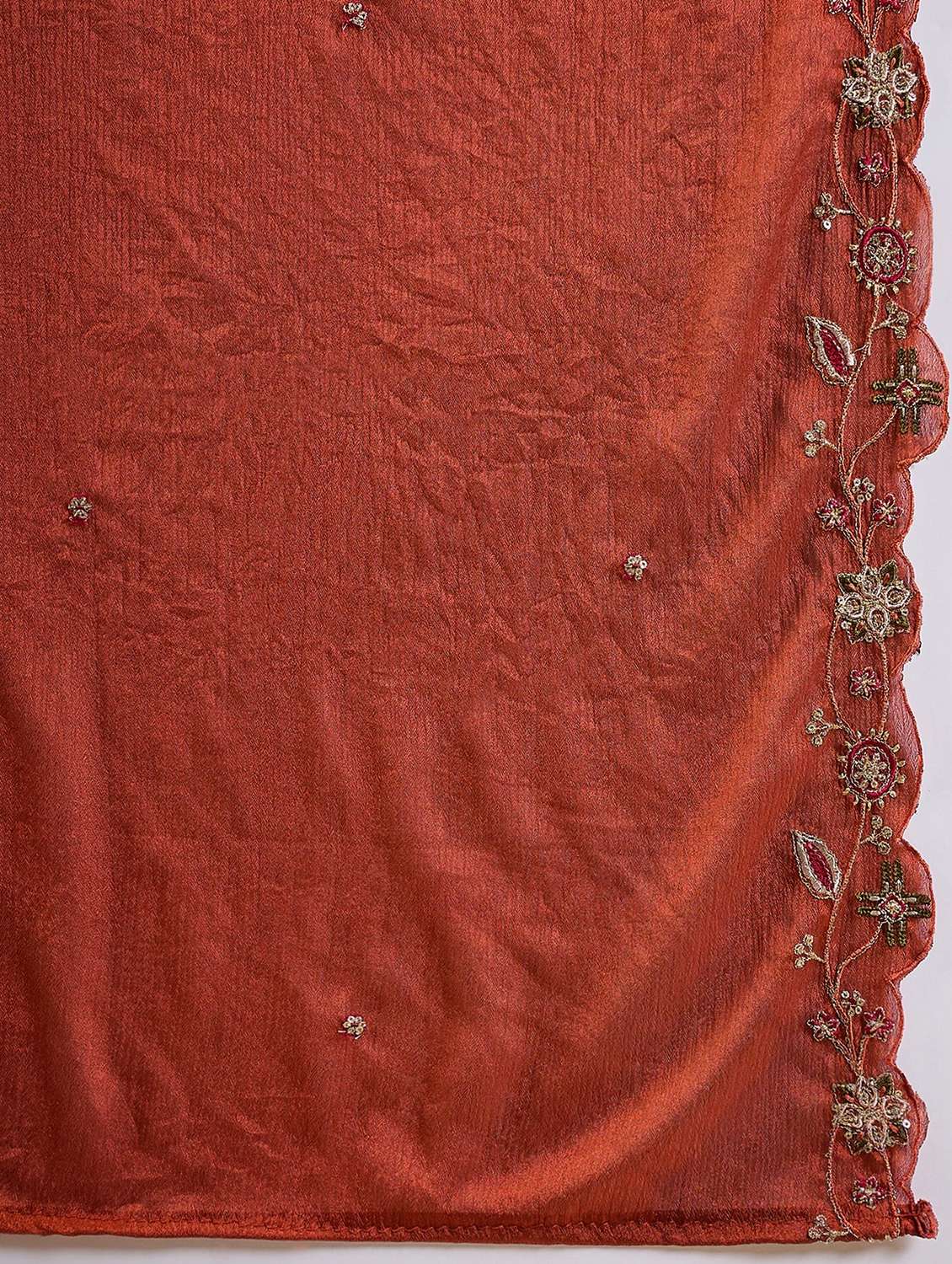 women solid with work three quarter sleeve kurta palazzo with dupatta set - 22322239 -  Standard Image - 4