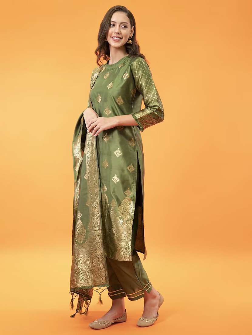 women self design three quarter sleeve kurta pant with dupatta set - 22322250 -  Standard Image - 1