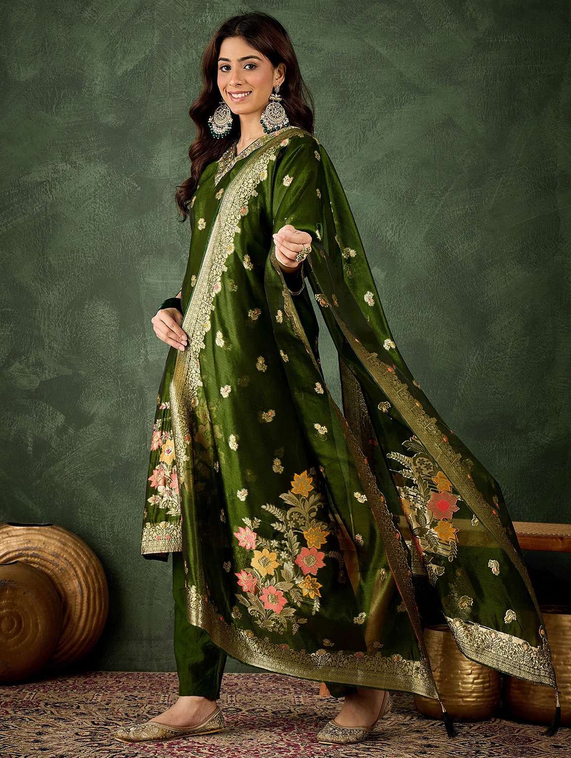 women self design three quarter sleeve kurta pant with dupatta set - 22322265 -  Standard Image - 1