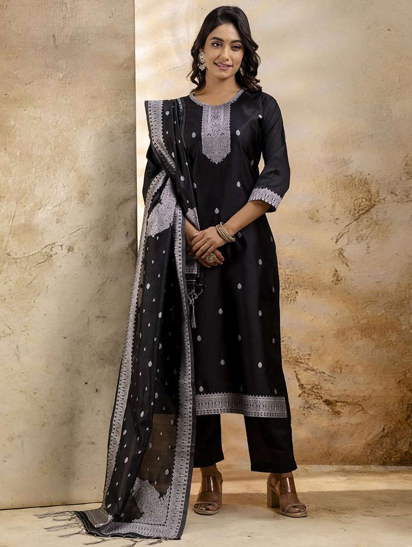 women self design three quarter sleeve kurta pant with dupatta set - 22322281 -  Standard Image - 1